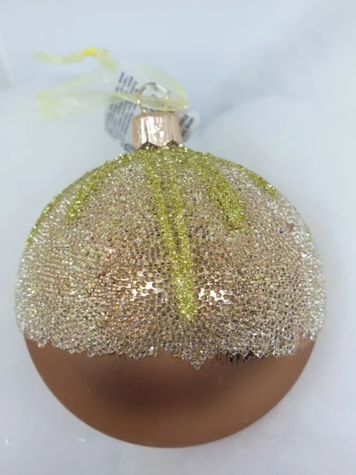 Boule de Noël à perles marron glacé-champagne