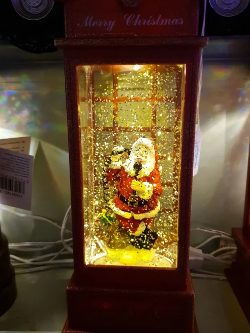 Lanterne – Le Père Noël dans sa cabine téléphonique – modèle n°1